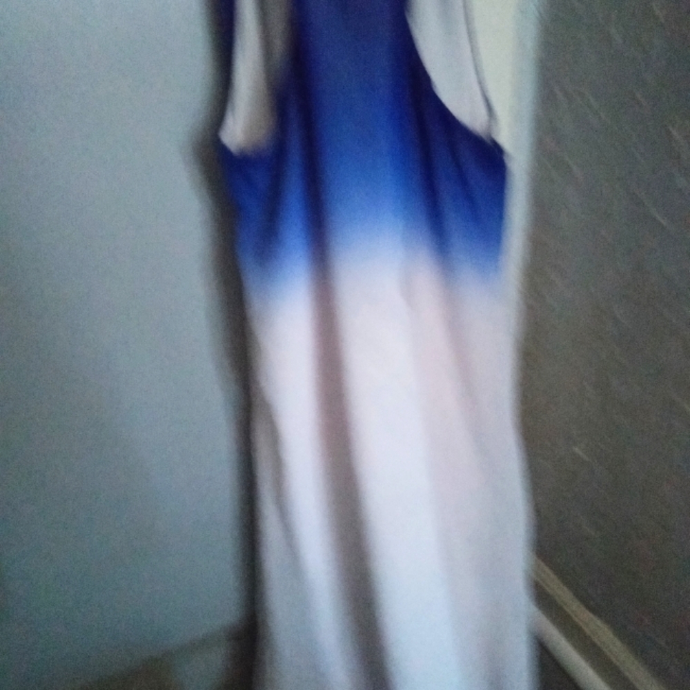 Blue and white dress